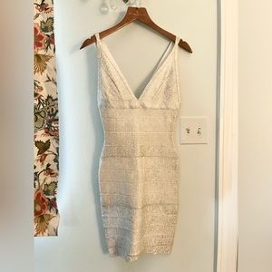 Herve Leger silver dress size small